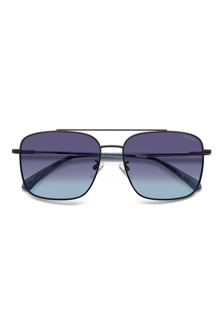 59mm Polarized Navigator Sunglasses, Main, color, MATTE BLACK/ BLUE SF POLAR