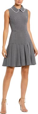 Mac Duggal Sleeveless Collared Bouclé Mini Dress With Pleats