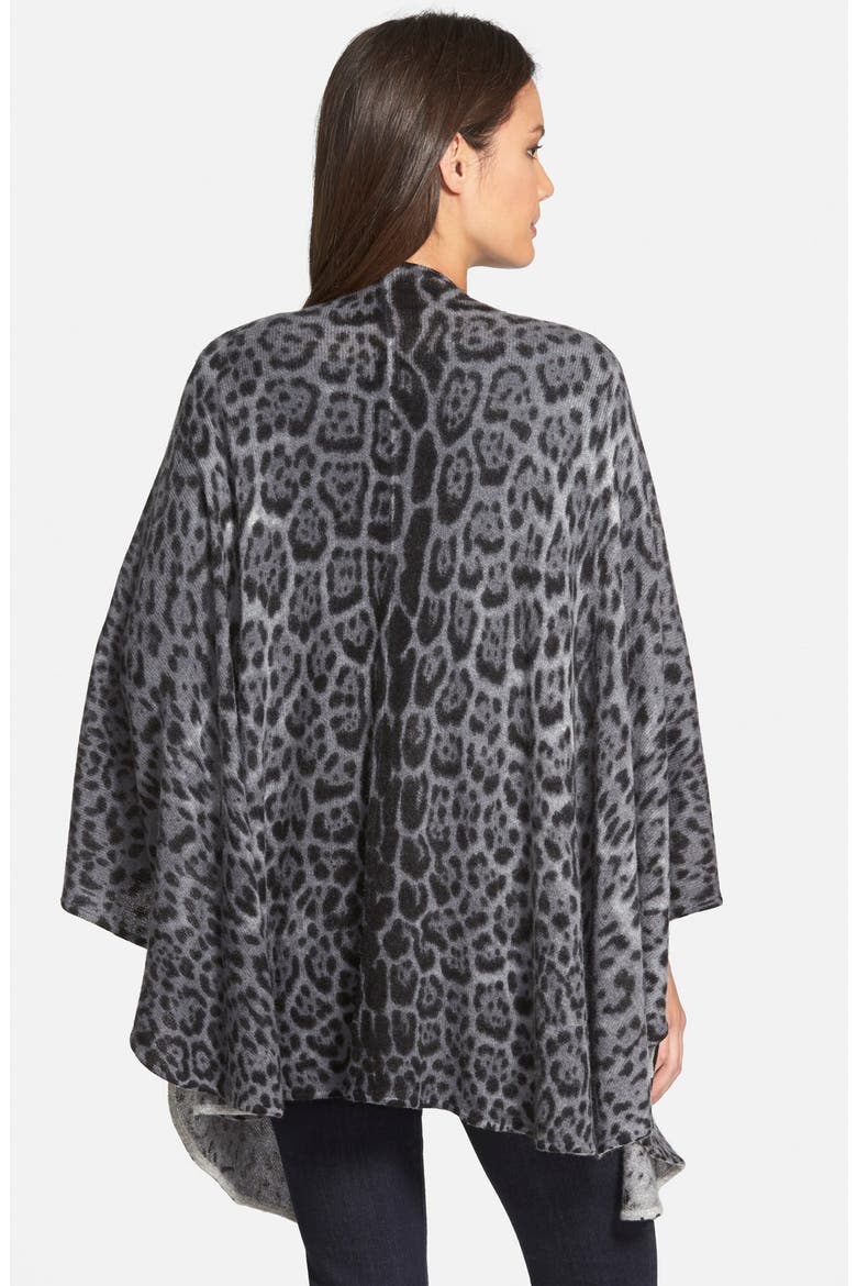 Leopard Print Cashmere Knit Cape, Alternate, color, GREY LEOPARD