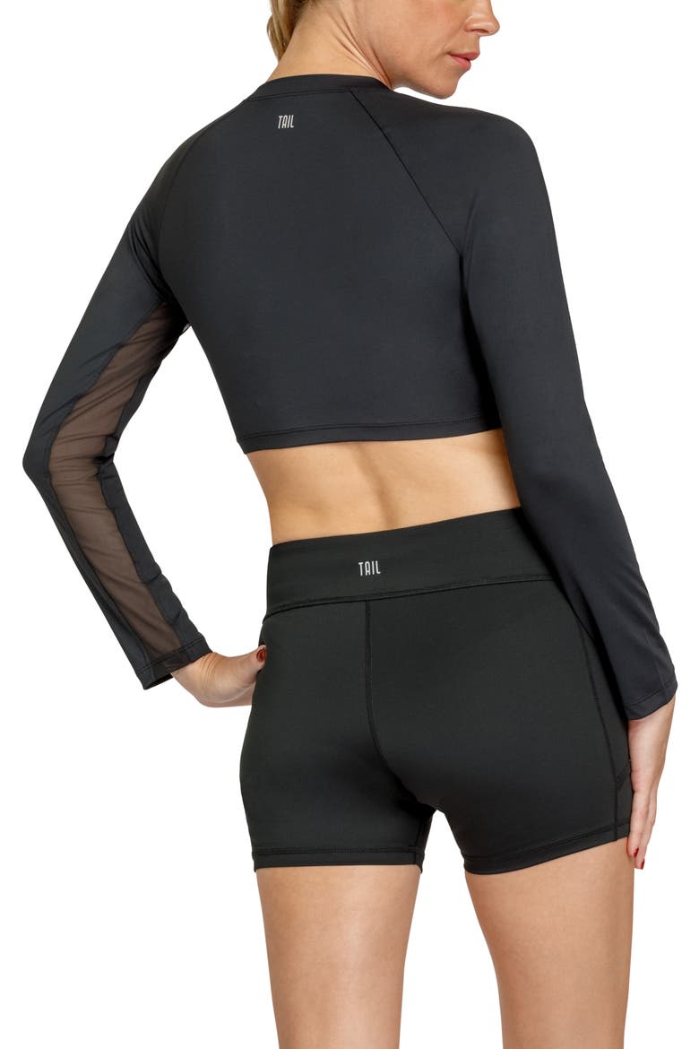 Sasha Long Sleeve Crop Tennis Top, Alternate, color, ONYX