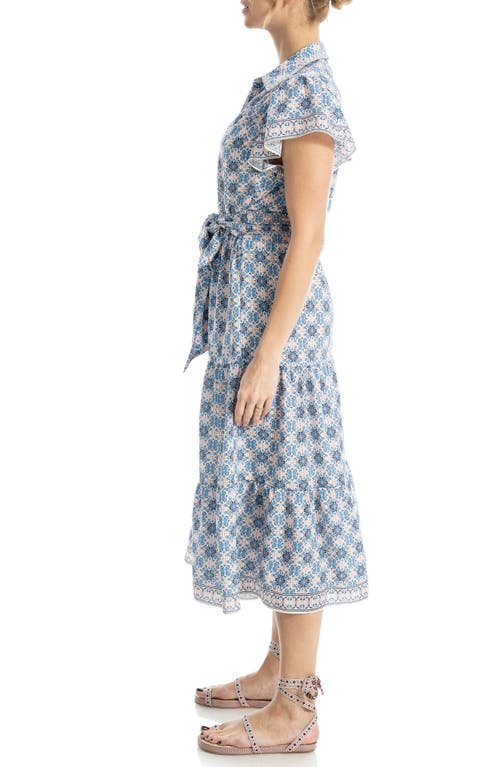 Max Studio Floral Tie Front Shirtdress In Pink