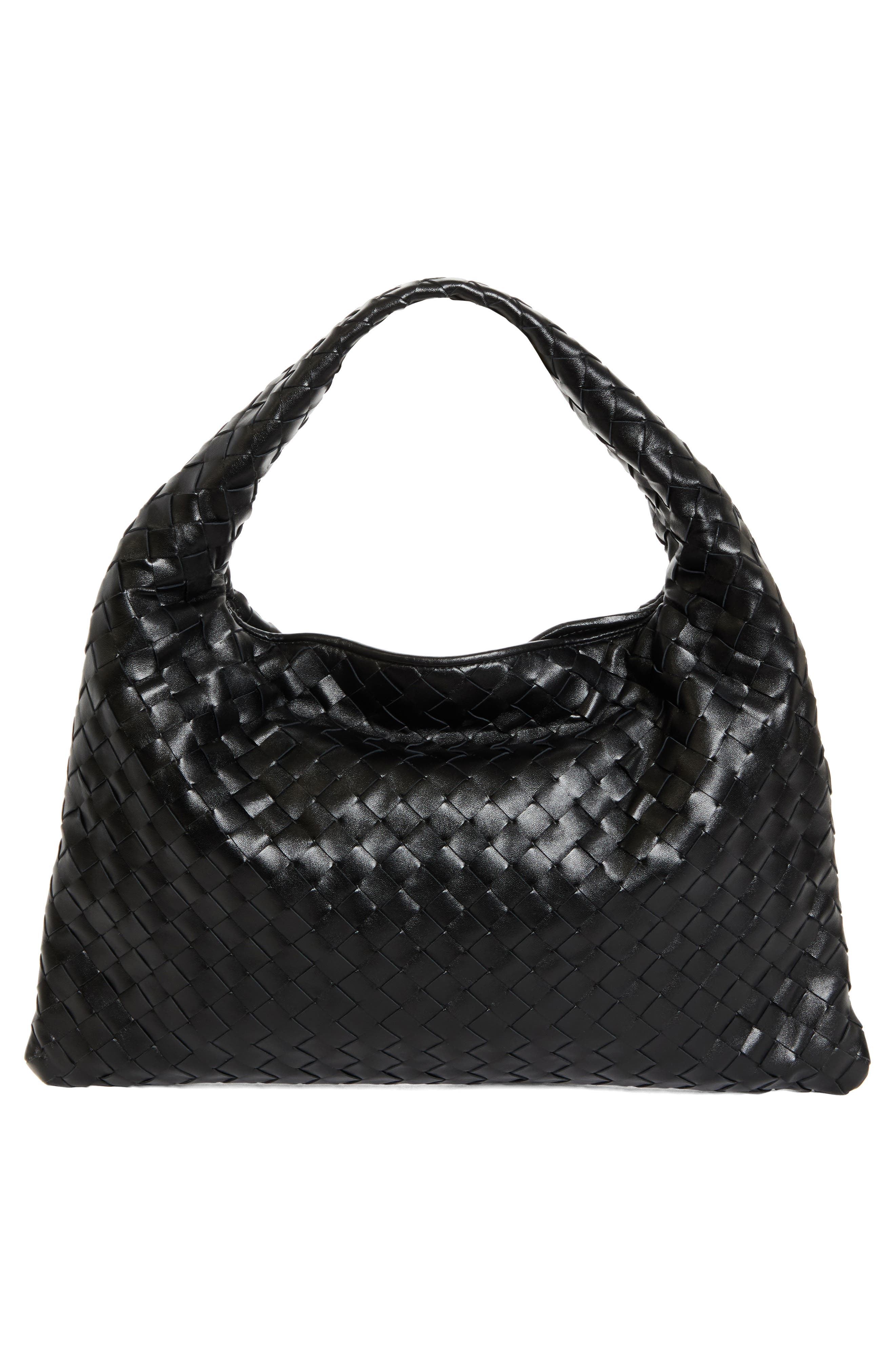 Bottega Veneta Small Hop Intrecciato Leather Hobo Bag, Alternate, color, 1019 Black-M Brass