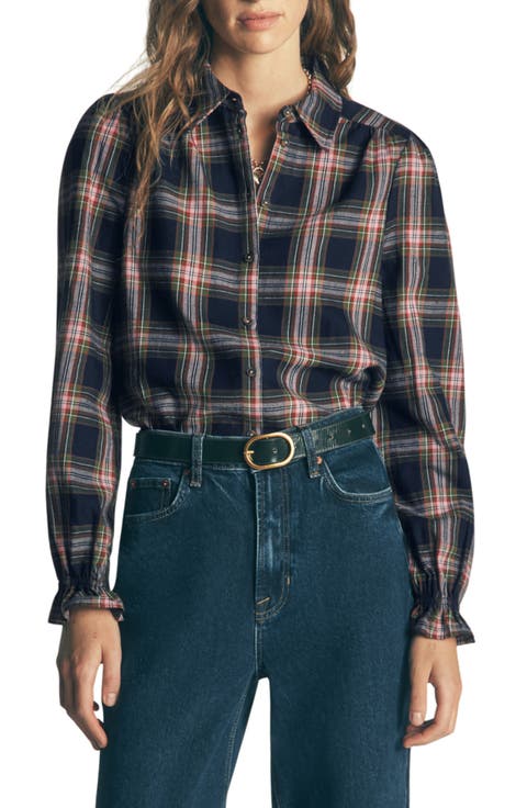 Violet Cotton Check Shirt