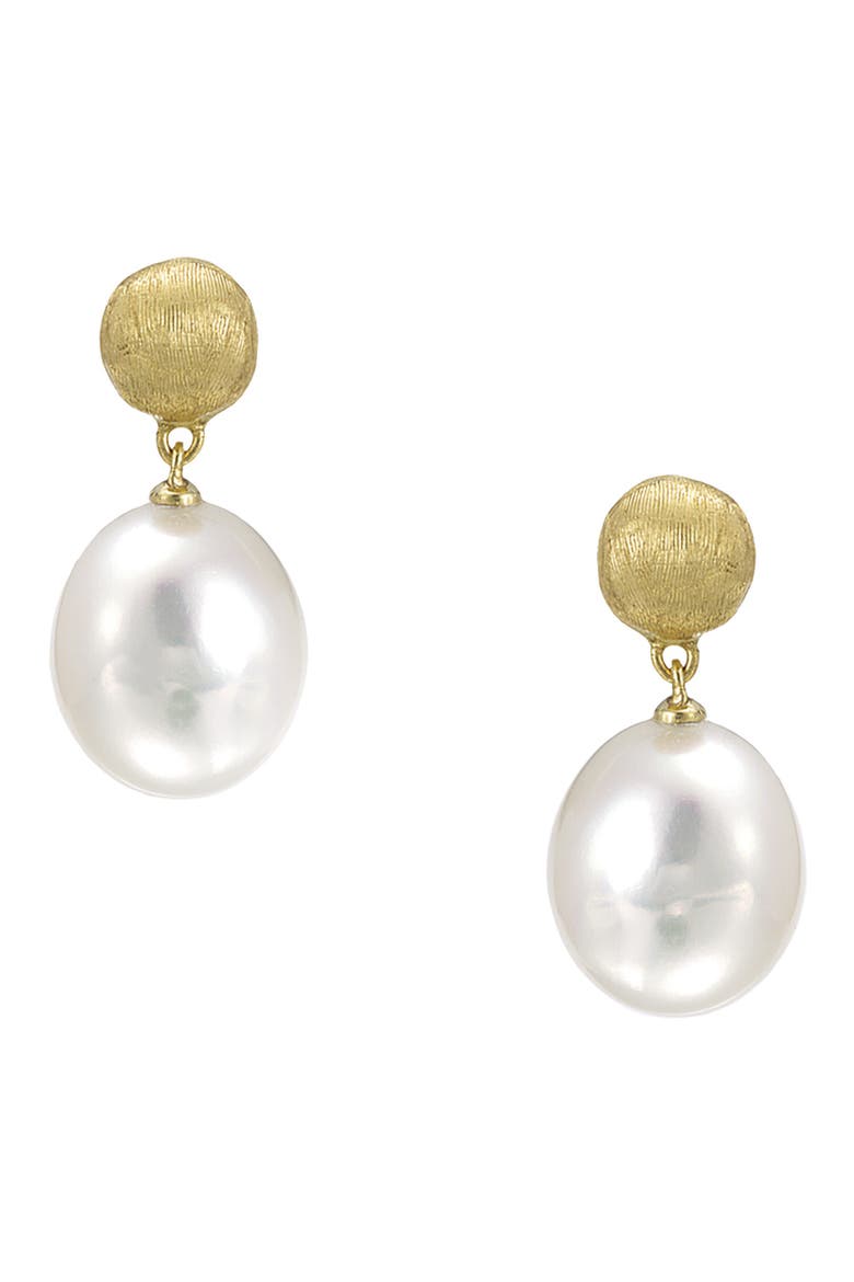 Africa 18K Yellow Gold & Pearl Small Drop Earrings, Main, color, GOLD