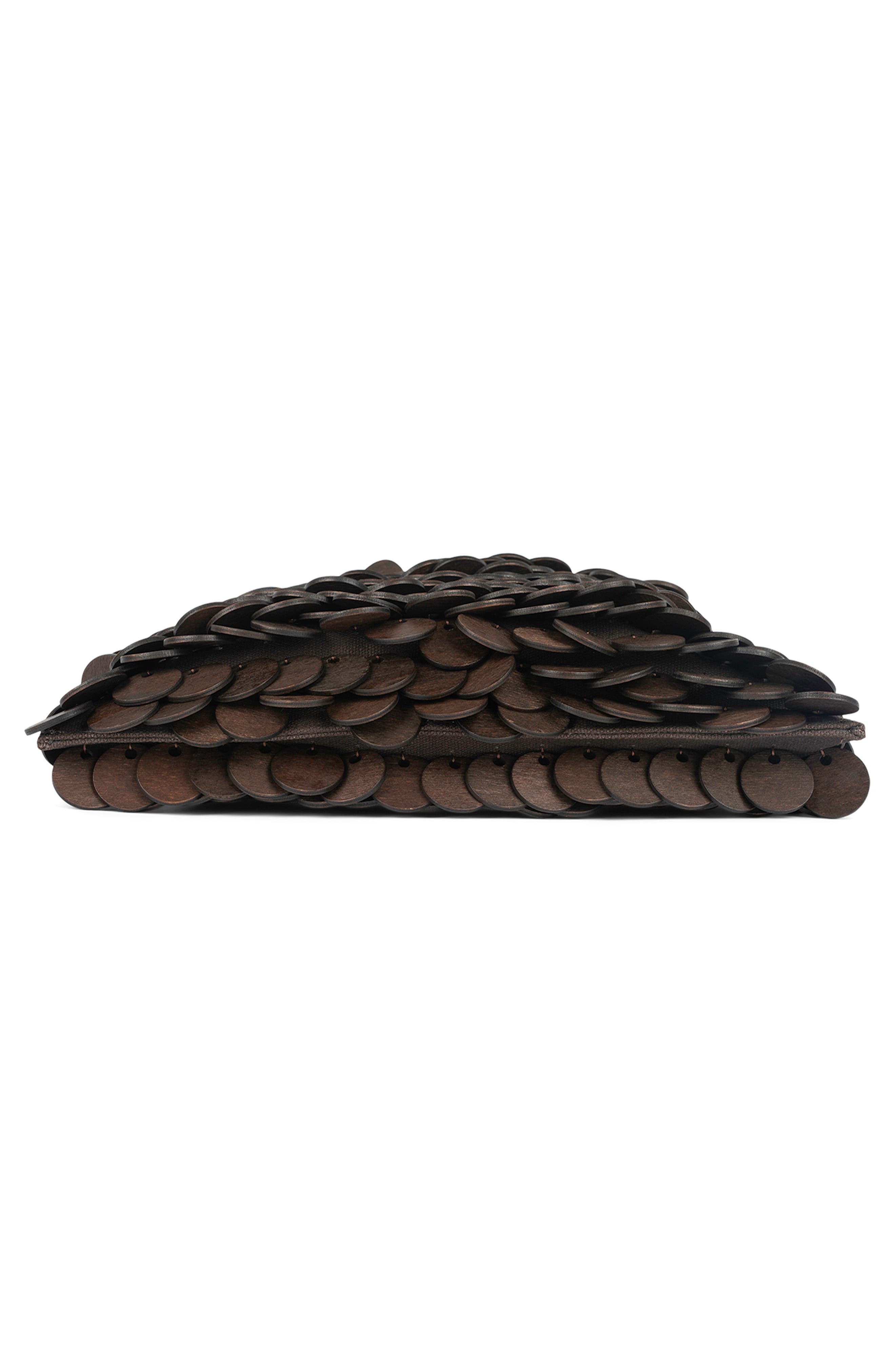 Arianna Wooden Disc Handheld Bag, Alternate, color, BROWN COMBO