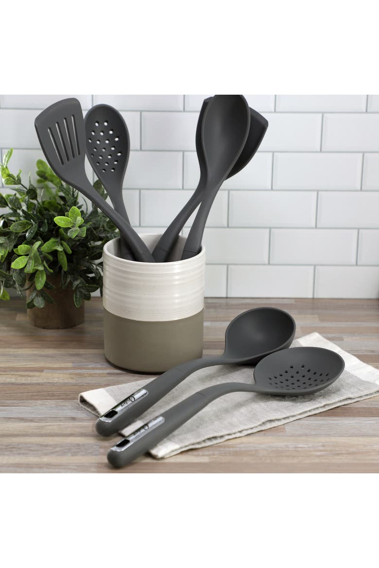Ridgecrest 2 Piece Silicone Kitchen Tool Skimmer and Ladle Set, Alternate, color, Gray