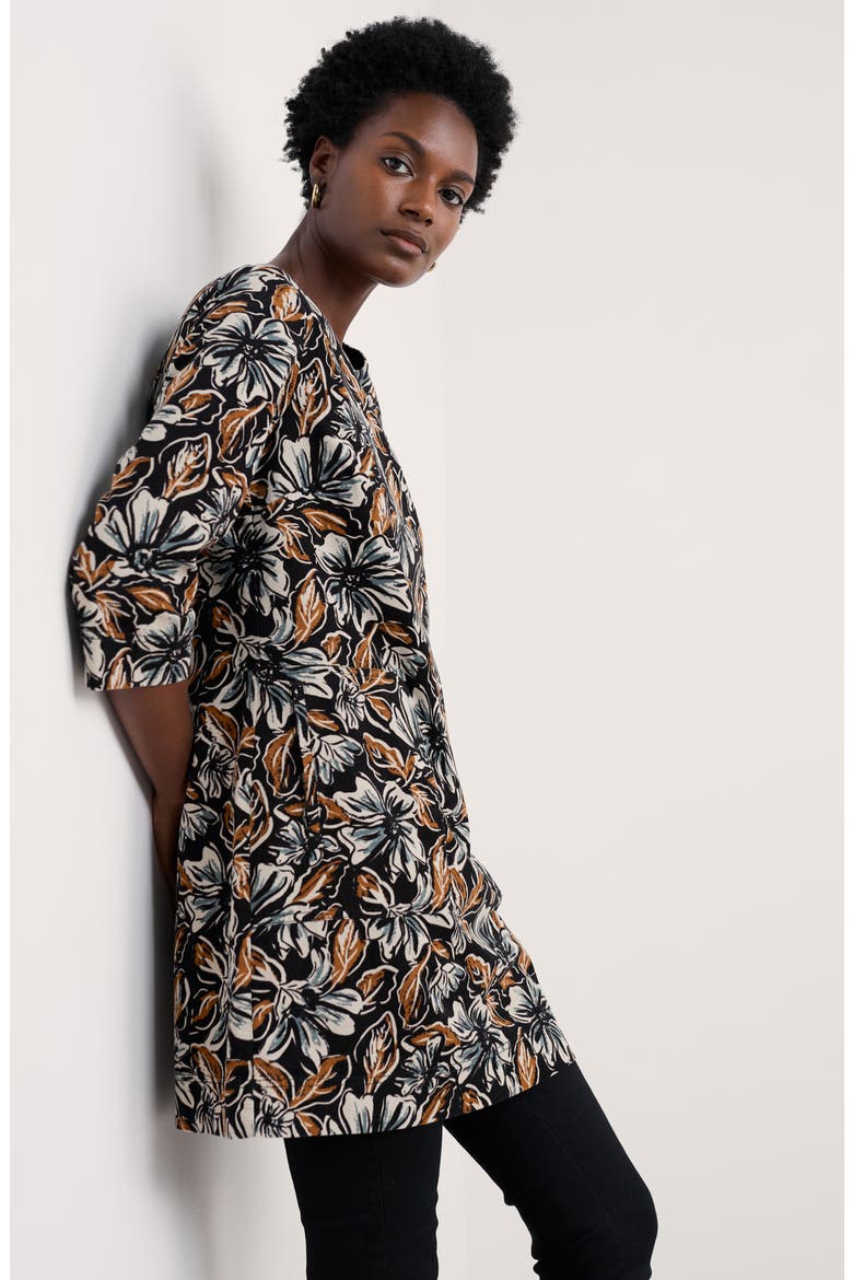 Port Gaverne Floral Organic Cotton Pincord Tunic, Alternate, color, MALLOW BLOOMS ONYX