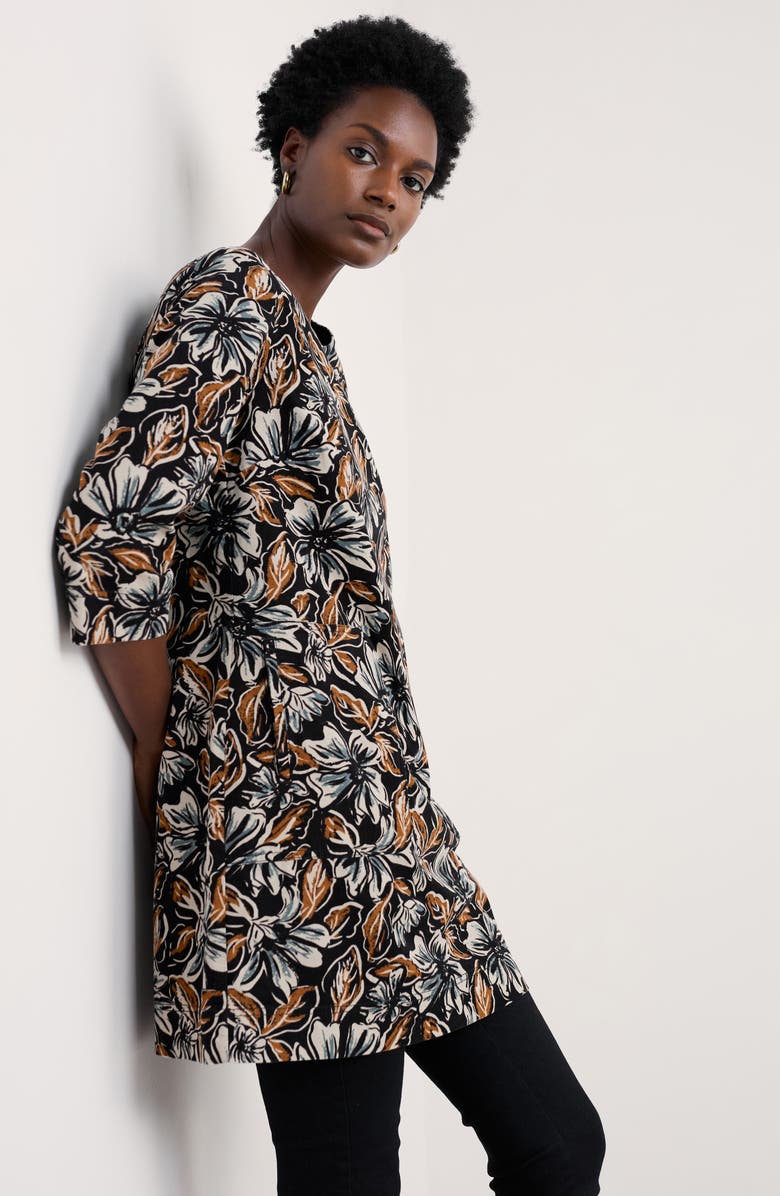 Seasalt Cornwall Port Gaverne Floral Organic Cotton Pincord Tunic, Alternate, color, Mallow Blooms Onyx