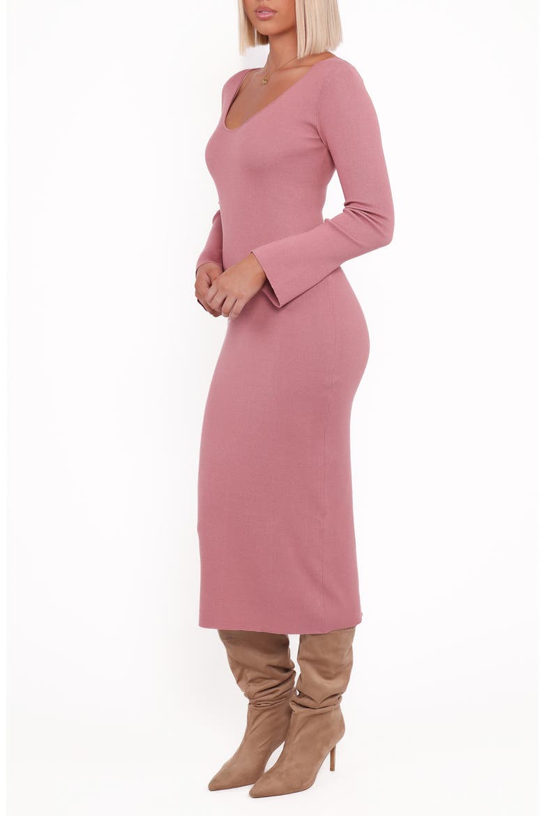 Lina V-Neck Long Sleeve Midi Sweater Dress, Alternate, color, PINK