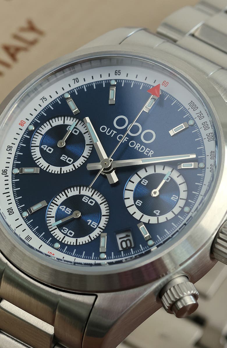 OUT OF ORDER Sporty Chronograph Bracelet Watch, 40mm, Alternate, color, Blue