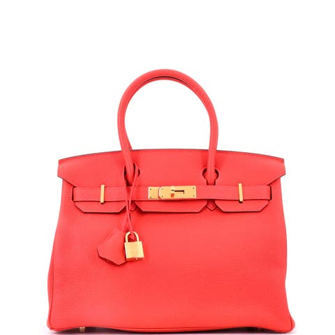 Birkin Handbag Red Togo with Gold Hardware 30