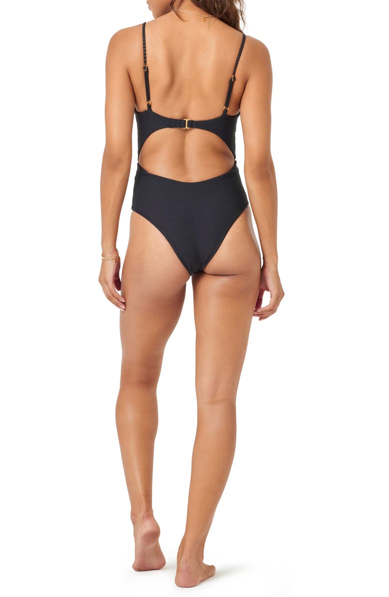 LSPACE Kyslee Twisted Cutout One-Piece Swimsuit, Alternate, color, Black