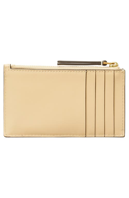 Tory Burch Kira Diamond Quilted Leather Zip Card Case In Vanilla Soft Serve