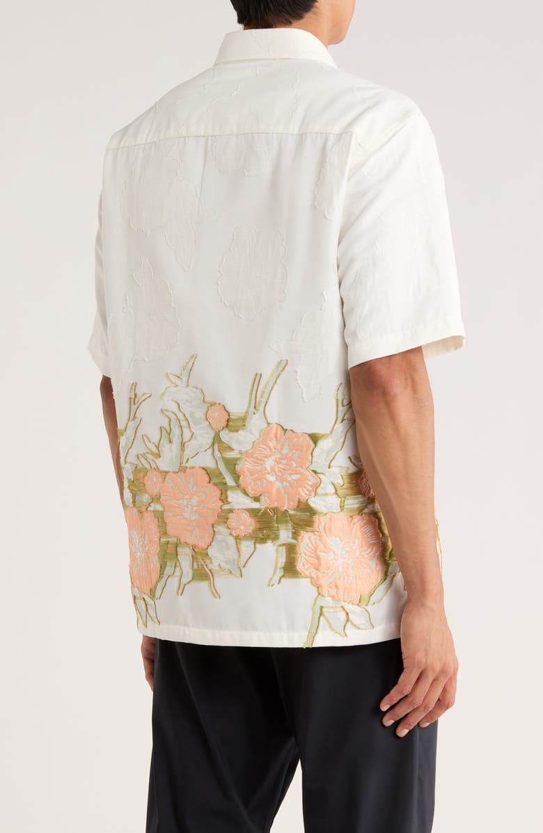 NN07 Freddy Jacquard Short Sleeve Button-Up Shirt, Alternate, color, White Multi Colour