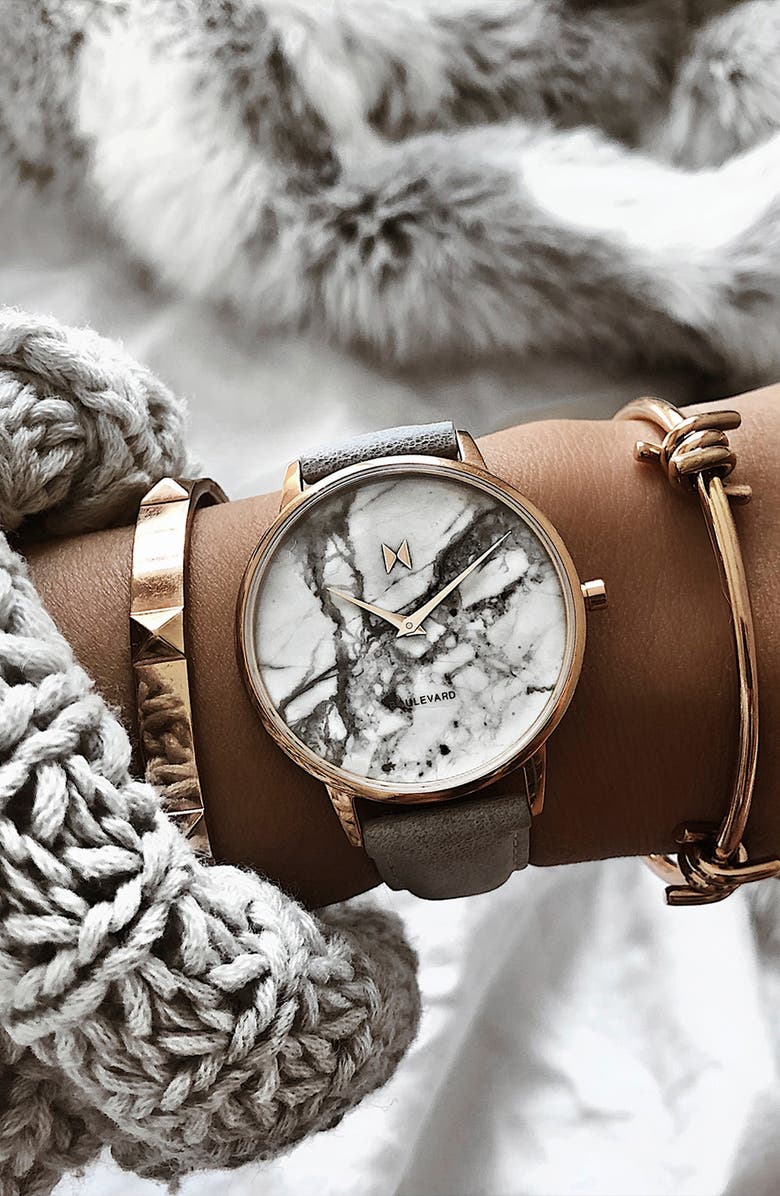 MVMT WATCHES MVMT Boulevard Leather Strap Watch, 38mm, Alternate, color,