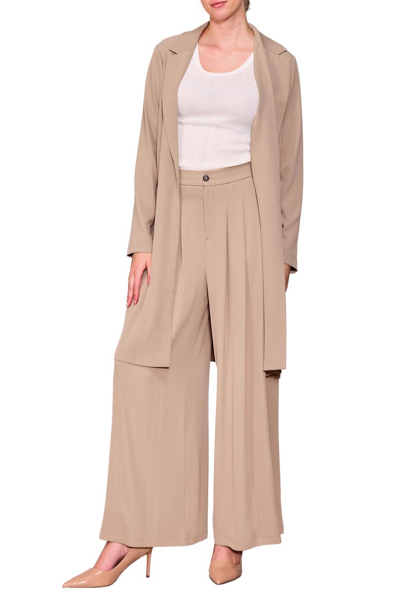 Long Crepe Blazer, Main, color, KHAKI
