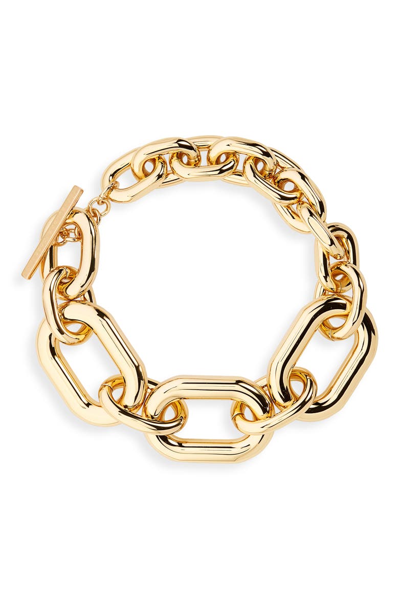 XL Link Collar Necklace, Main, color, GOLD
