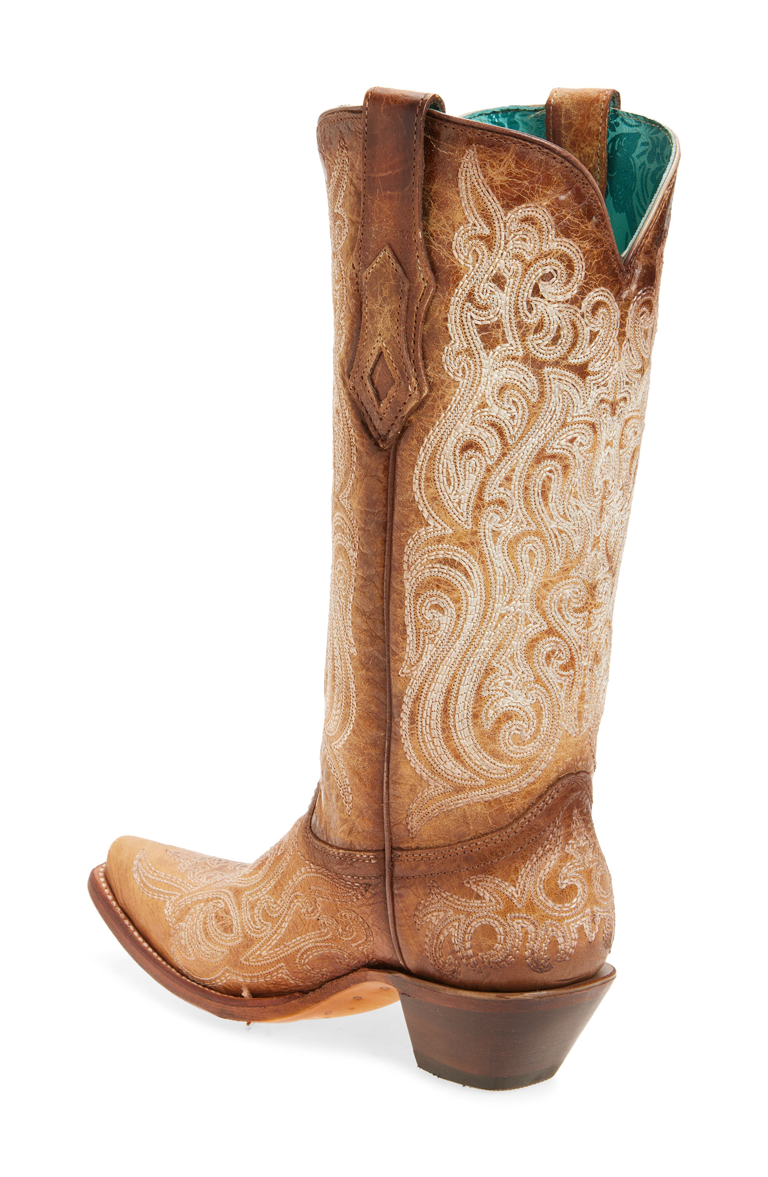 CORRAL Crackled Knee High Western Boot, Alternate, color, Straw