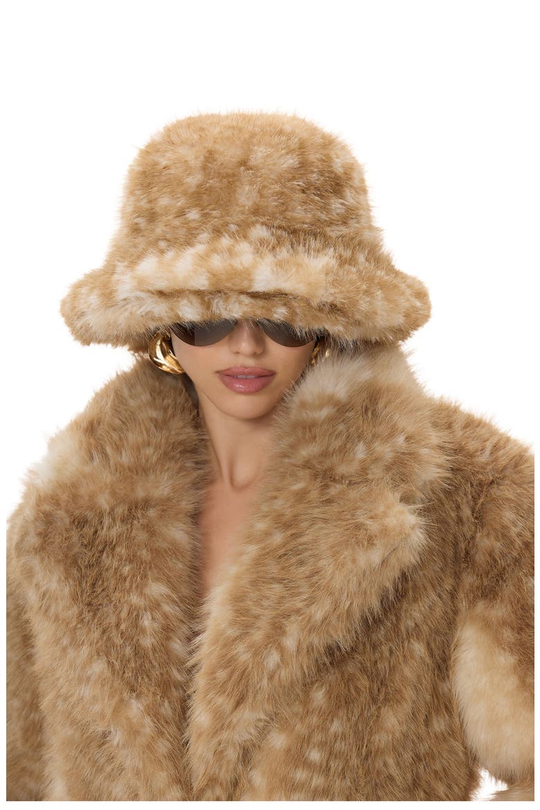Faux Fur Bucket Hat, Alternate, color, BAMBI