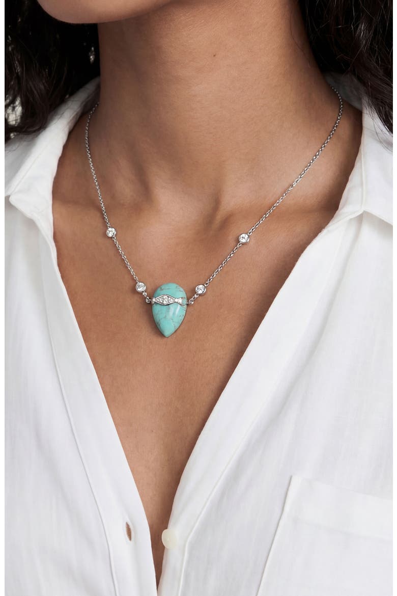 Turquoise & Cubic Zirconia Solstice Necklace, Alternate, color, TURQUOISE AND SILVER