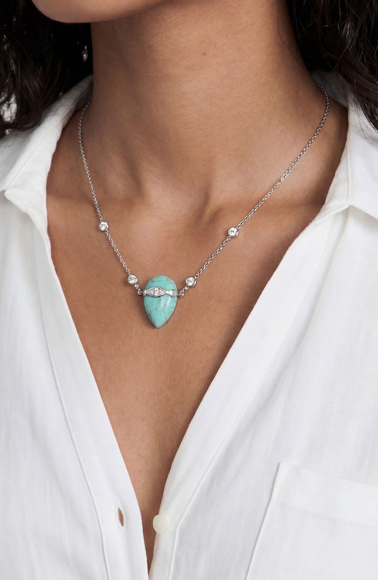 Ettika Turquoise & Cubic Zirconia Solstice Necklace, Alternate, color, Turquoise And Silver