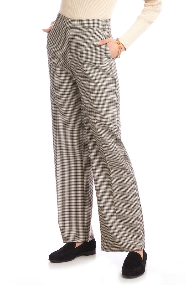 Karen Kane Straight Leg Pants, Alternate, color, Check Beige