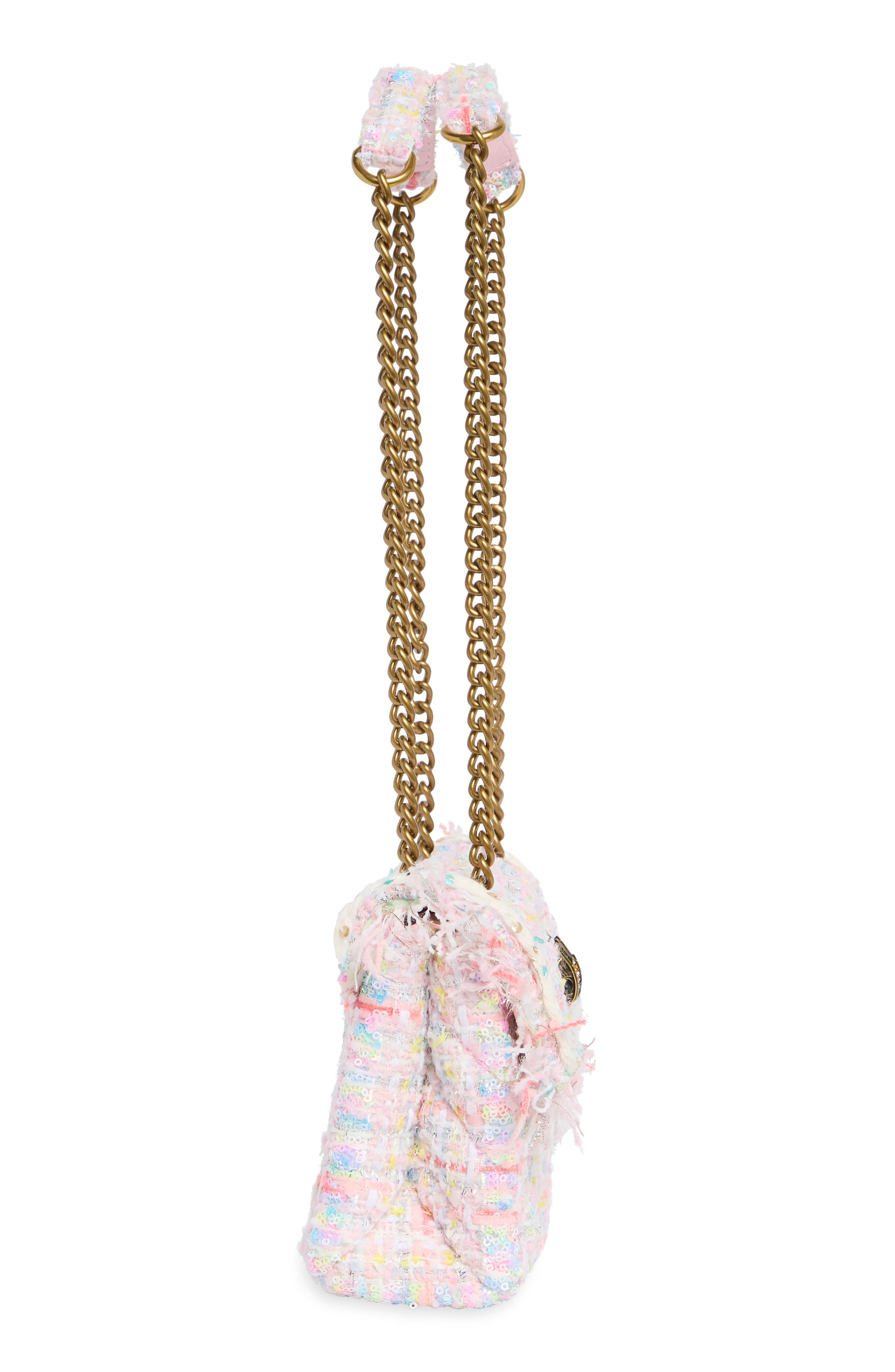 KG Kurt Geiger Medium Kensington Sequin Tweed Convertible Shoulder Bag, Alternate, color, Pink Multi