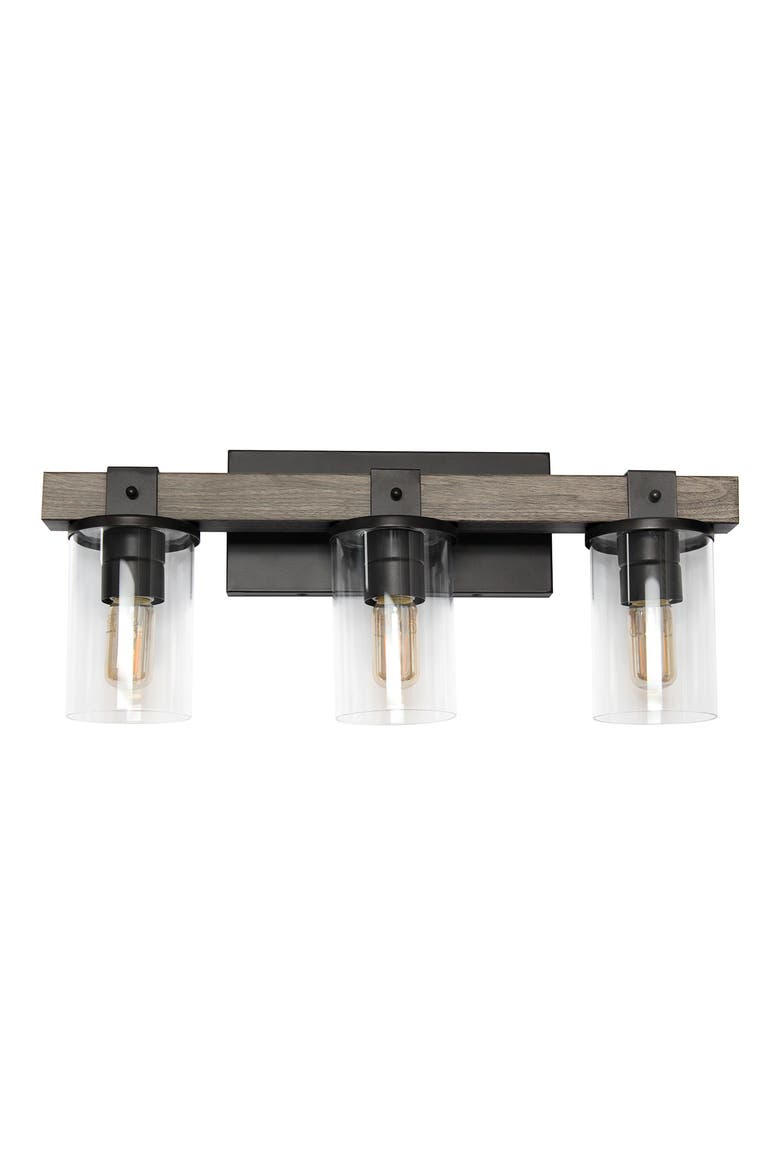 Farmhouse Rustic Wood Style 3 Light Vanity, Alternate, color, GRAY