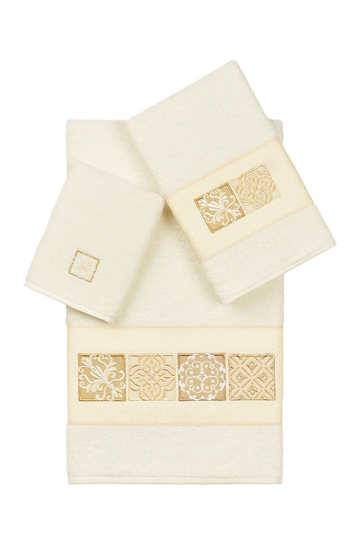 Linum Home Textiles Vivian 3-Piece Embellished Towel Set - Cream ...