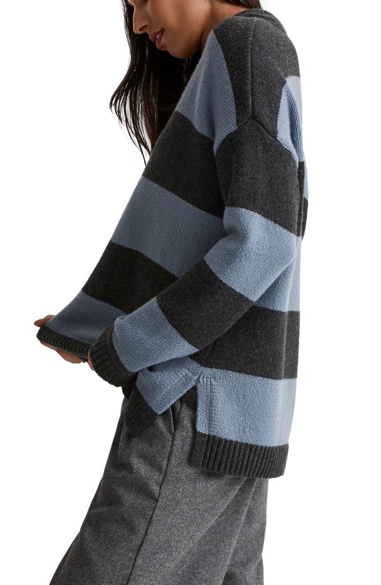 Madewell Rugby Stripe Polo Sweater, Alternate, color, 