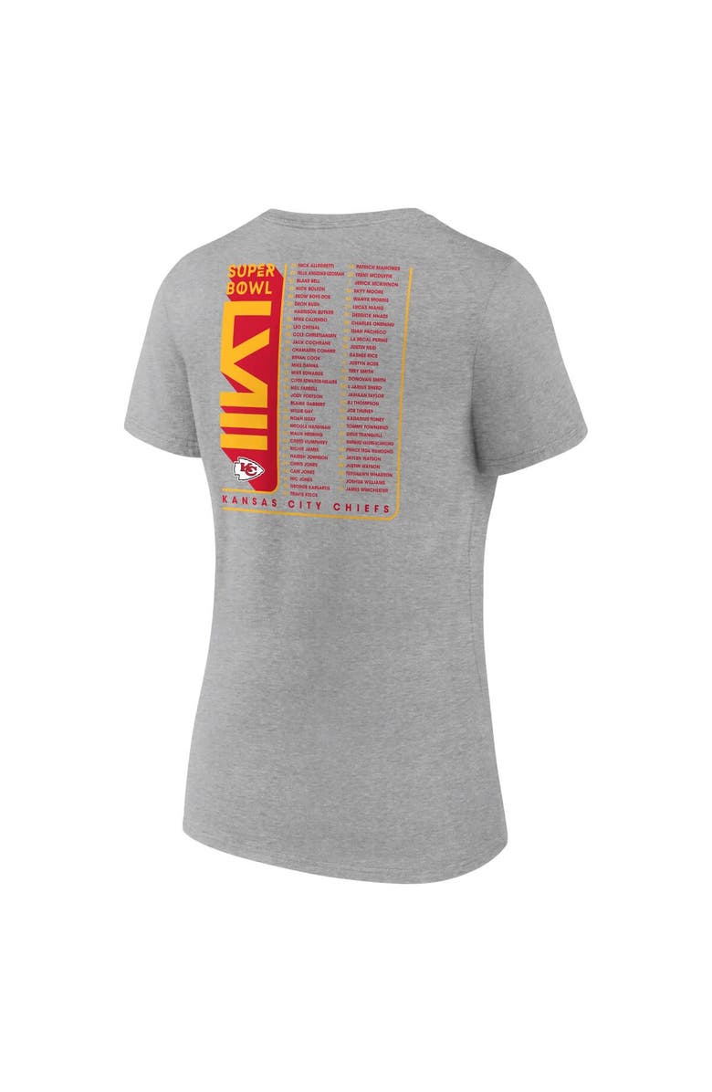 FANATICS Women's Fanatics Branded  Heather Gray Kansas City Chiefs Super Bowl LVIII Roster V-Neck T-Shirt, Alternate, color, 