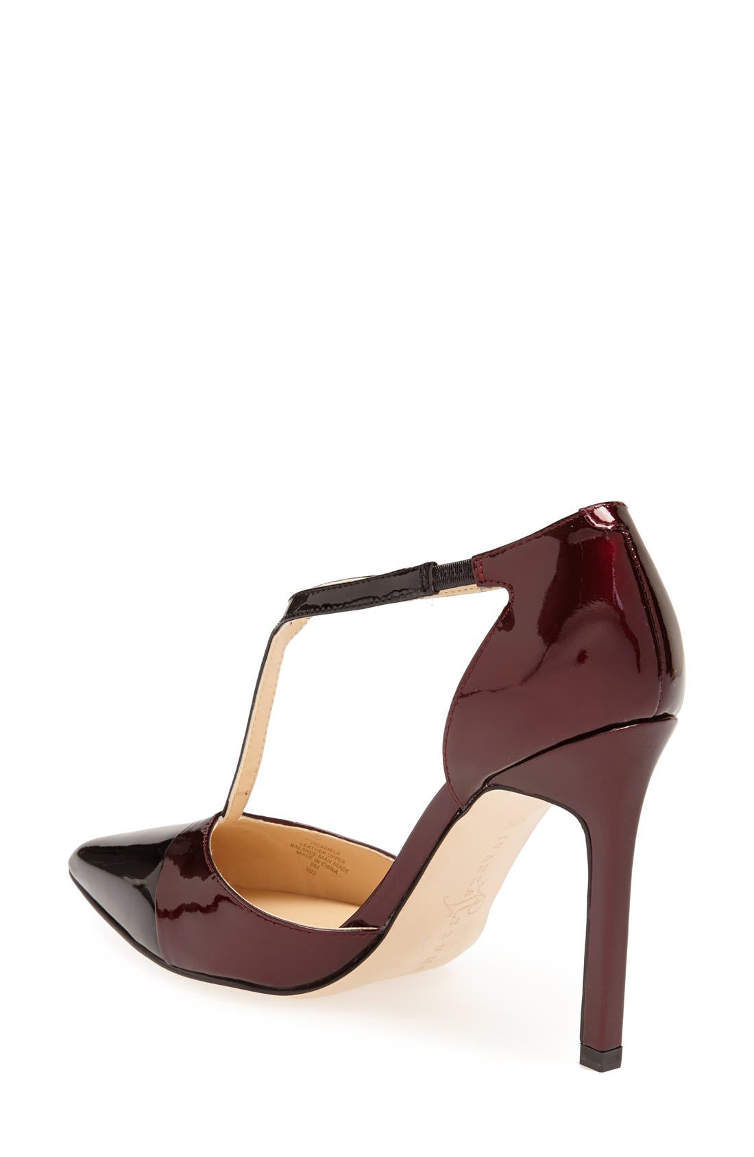 'Camela" T-Strap' Pump, Alternate, color, RICHBERRY/ BLACK