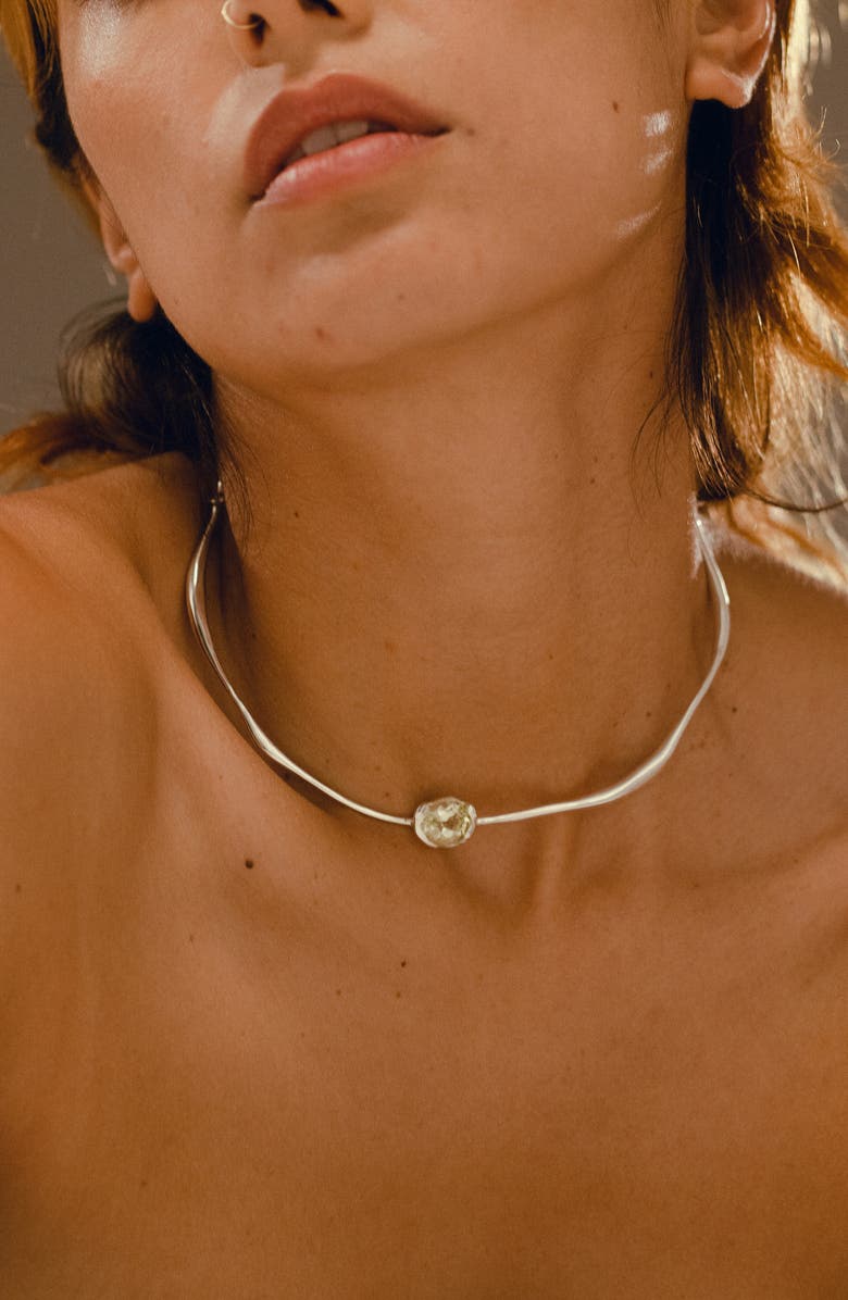 FARIS Grand Semiprecious Stone Collar Necklace, Alternate, color, Sterling Silver