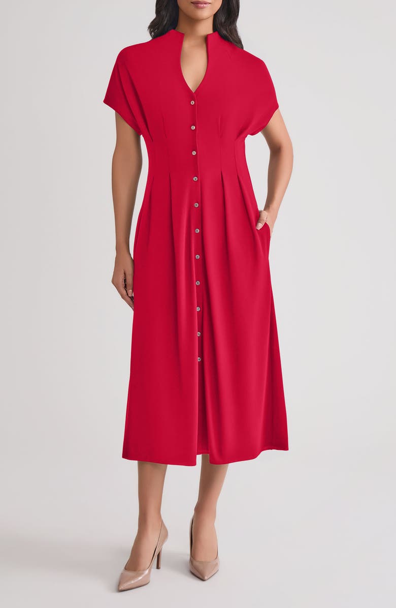 Misook A-Line Midi Dress, Main, color, Scarlet Red