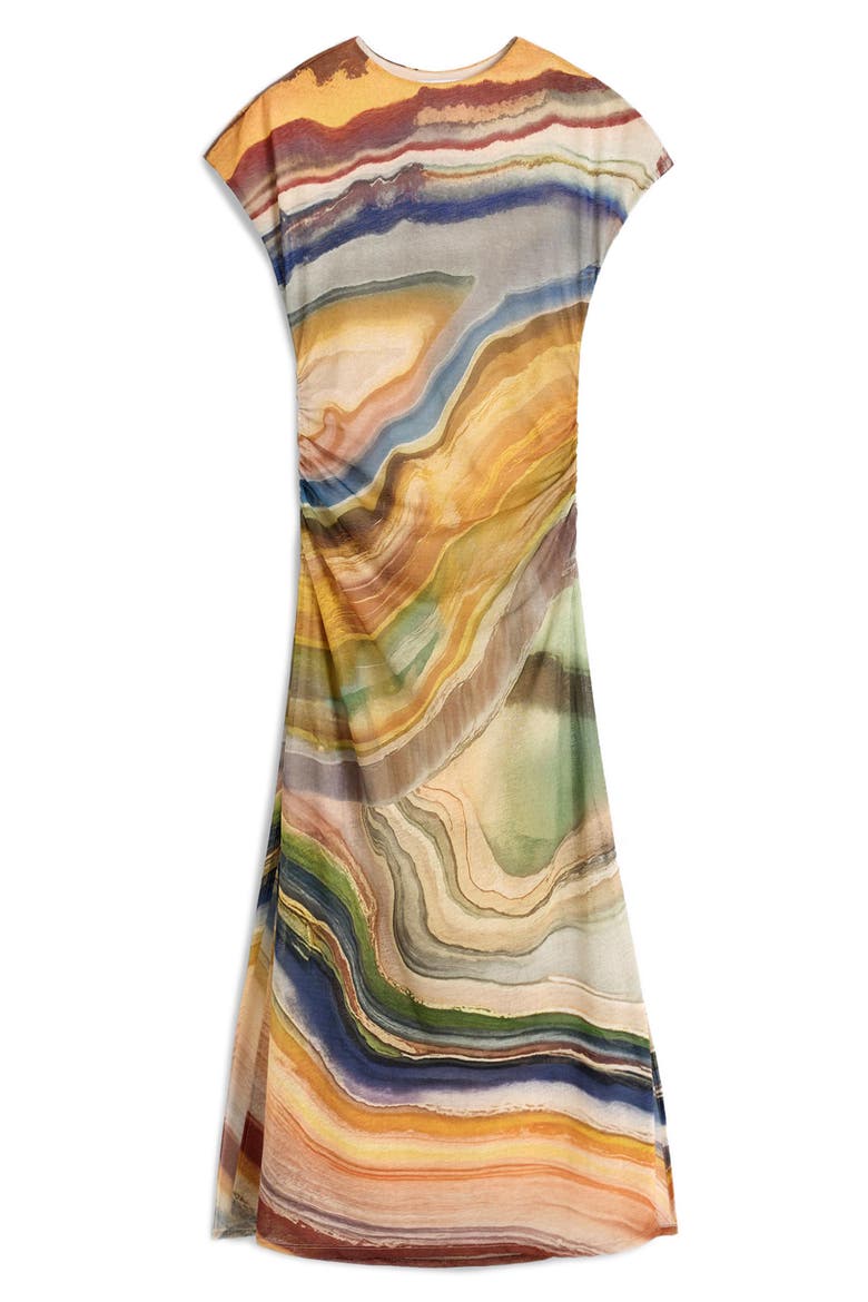 Ruched Cap Sleeve Dress, Alternate, color, MULTI