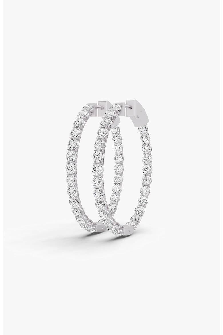 14K Gold 8 ct Earrings Oval Diamond Hoops, Alternate, color, White Gold