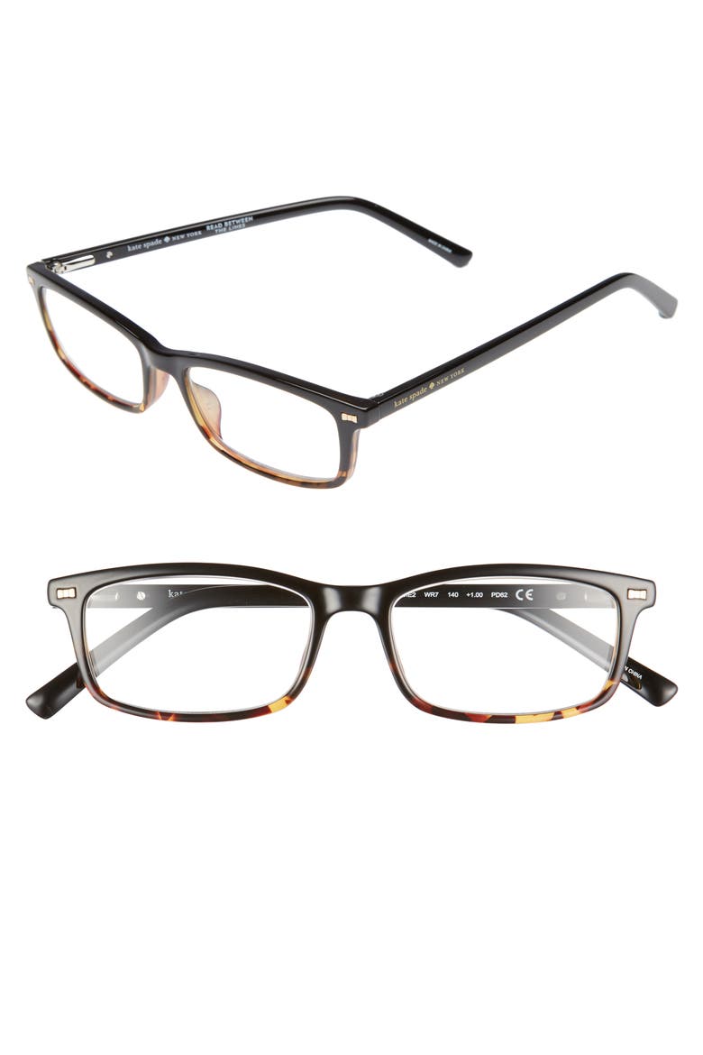 jodie 50mm rectangular reading glasses, Main, color, BLACK HAVANA