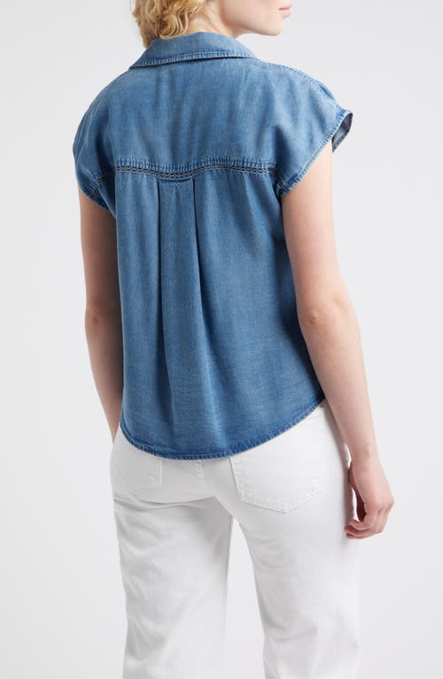 Cloth & Stone Trim Chambray Shirt In Blue