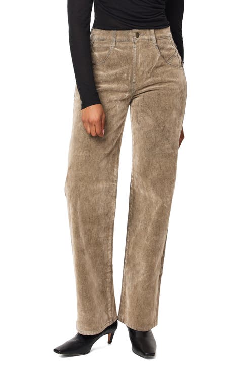 Blaine Flocked High Waist Straight Leg Jeans