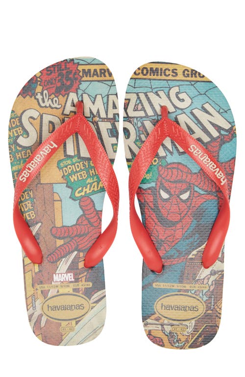 Havaianas X Marvel Flip Flop In Beige/red