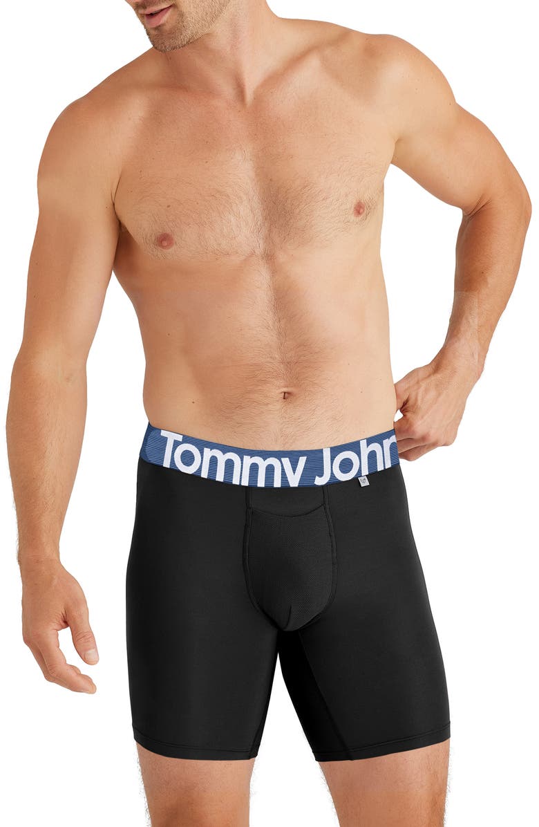 Tommy John 360 Sport 6-Inch Hammock Pouch<sup>™</sup> Boxer Briefs, Main, color, Black W/ Ebb And Flow Motion Stripe Wb