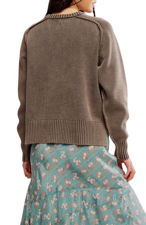 Free People Spring Street Cotton Crewneck Sweater In Brown