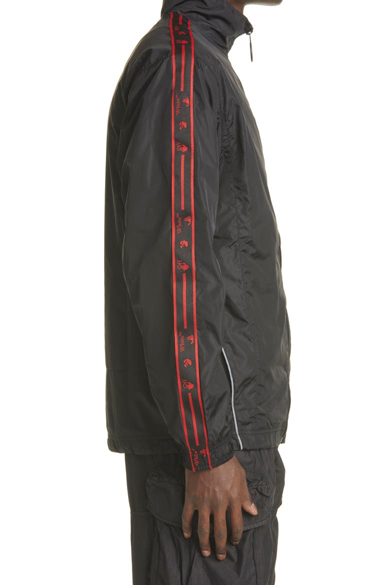 Logo Tape Nylon Track Jacket, Alternate, color, BLACK WHITE