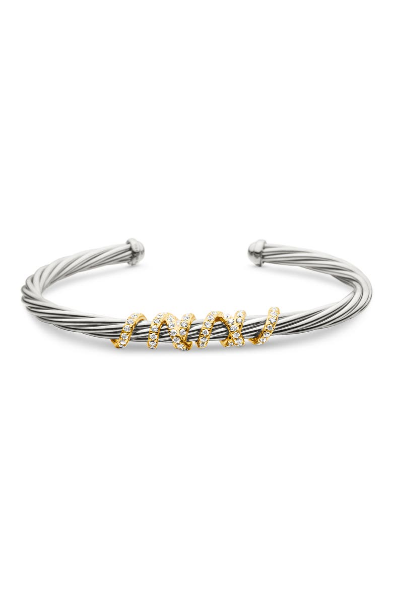Helena Center Station Bracelet with Diamonds and 18K Gold, 4mm, Alternate, color, SILVER/ GOLD