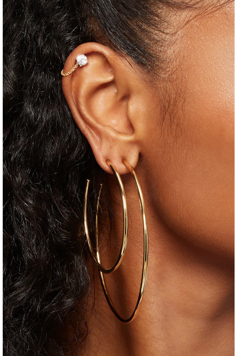 Thin Gold Hoop Earrings, Alternate, color, GOLD