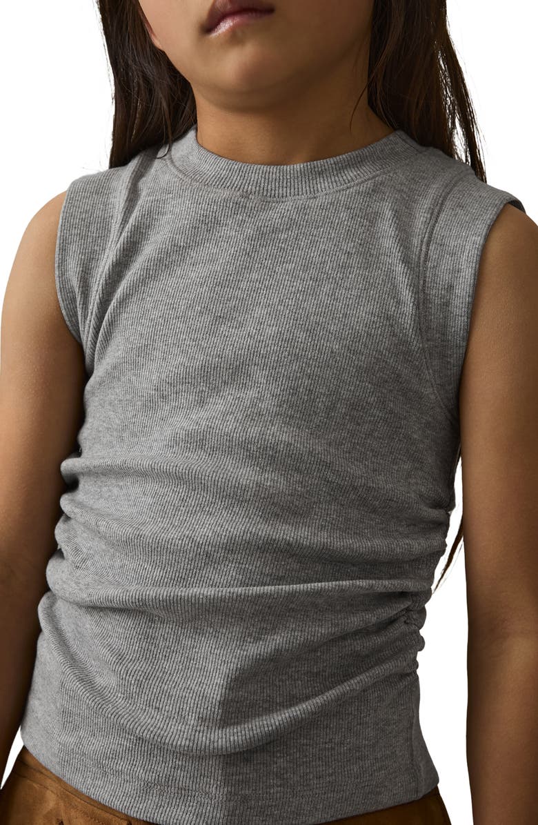 Reiss Kids' Ruched Stretch Cotton Tank, Alternate, color, Grey
