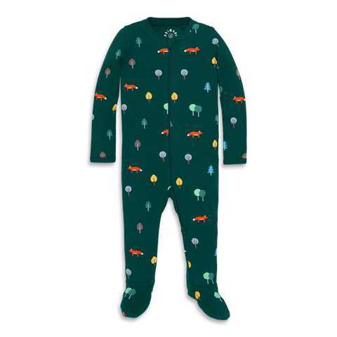 Baby Organic Zip Footie In Woodland Friends