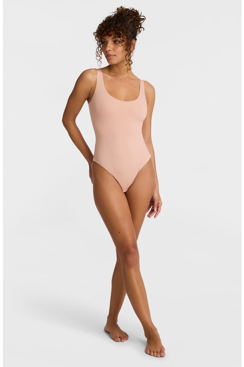 Neoprene Tank Bodysuit, Alternate, color, DESERT ROSE