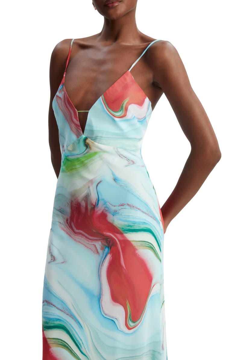 Bardot Suri Plunge Maxi Slipdress, Alternate, color, Blue Tie Dye