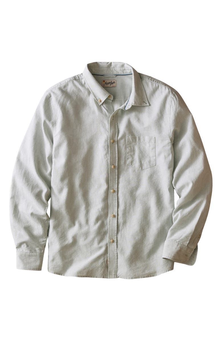 Marine Layer Better-than-Linen Hemp Blend Button-Up Shirt, Alternate, color, Iceberg Green Stripe